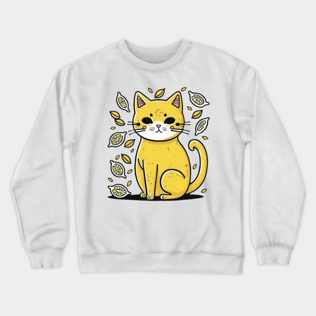 Lemon cat Crewneck Sweatshirt by PawPrints & Beyond